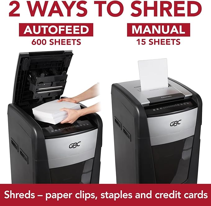 GBC Paper Shredder, Auto Feed+, 230 Sheet Capacity, Super Cross-Cut, Small Office Shredder, 230X (WSM1757606)
