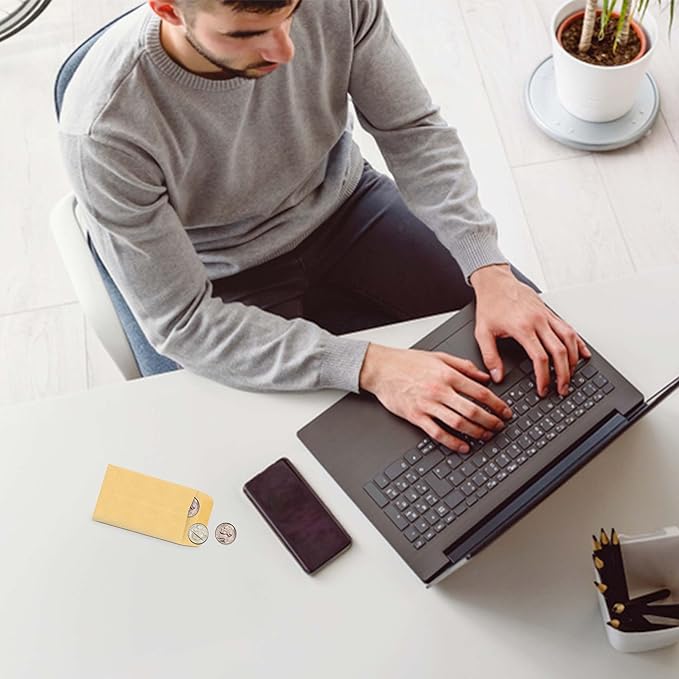 #1 Coin Envelopes 1000 Pcs - 2.25×3.5 Inches – Thick & Heavy-Duty Gummed Flapped Kraft Envelopes – Perfect for Coins, Money, Seeds, Home, Office, Wedding & Pocket Use