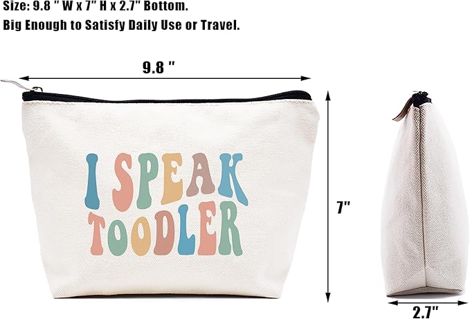 LIBIHUA Cute Preschool Teacher,Funny Mom Appreciation Gifts-Babysitter Present-Daycare Provider Present-New Mom-Birthday Christmas Gifts-Makeup Bag Cosmetic Bag Travel Pouch-I Speak Toddler