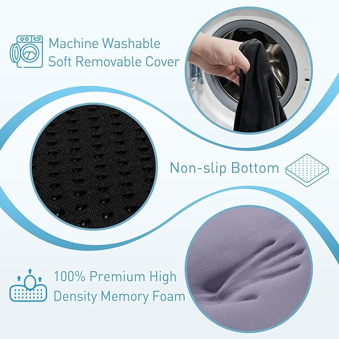 BlissTrends Seat Cushion,Thick Memory Foam Cushions for Office Chair, Car Seat, Airplane, Relieving Pressure Tailbone Sciatica Back Pain for Long Sitting Office Workers, Car Drivers 4.7in Thick Black