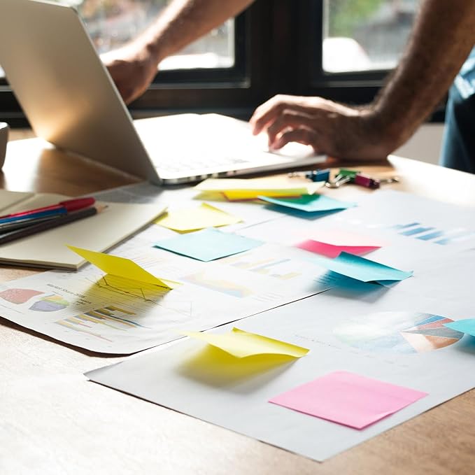 (24 Pack) Sticky Notes 3x3 inch, Self-Stick Pads Bright Colors Sticky Note for Home, Office, Notebook,50Sheets/Pad Total 1200 Sheets