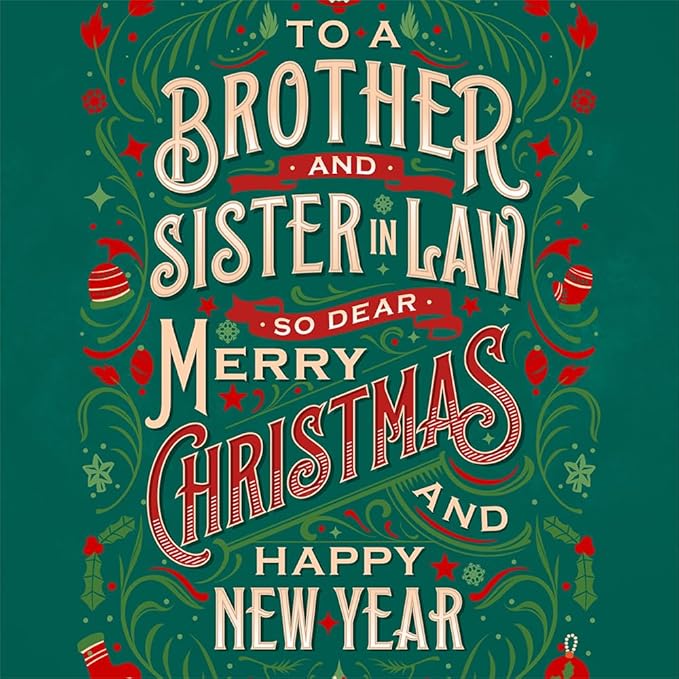 Prime Greetings Brother and Sister In Law Christmas Card, Made in America, Eco-Friendly, Thick Card Stock with Premium Envelope 5in x 7.75in, Packaged in Protective Mailer
