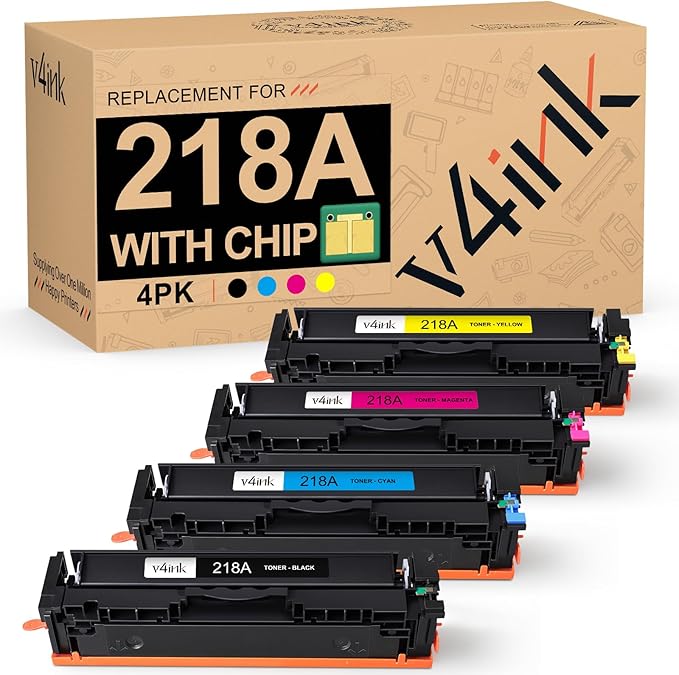 218A Toner Cartridges 4-Pack (Latest Upgraded Chip) Compatible Replacement for HP 218A 218X for Use in HP Color Pro 3201 3201dw Pro MFP 3301 3301cdw 3301fdw 3301sdw Printer W2180A W2180X Color Set