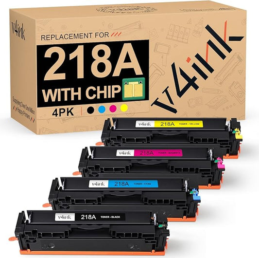 218A Toner Cartridges 4-Pack (Latest Upgraded Chip) Compatible Replacement for HP 218A 218X for Use in HP Color Pro 3201 3201dw Pro MFP 3301 3301cdw 3301fdw 3301sdw Printer W2180A W2180X Color Set