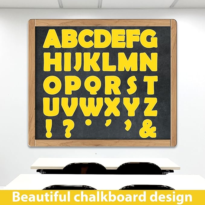 Qyeahkj 150 PCS Large 6" Font Bulletin Board Letters Pure Yellow Punctuation Cutouts Combo Set Letters Border Decoration for Classroom Alphabet Poster Wall Bulletin Board Display Home School Decor