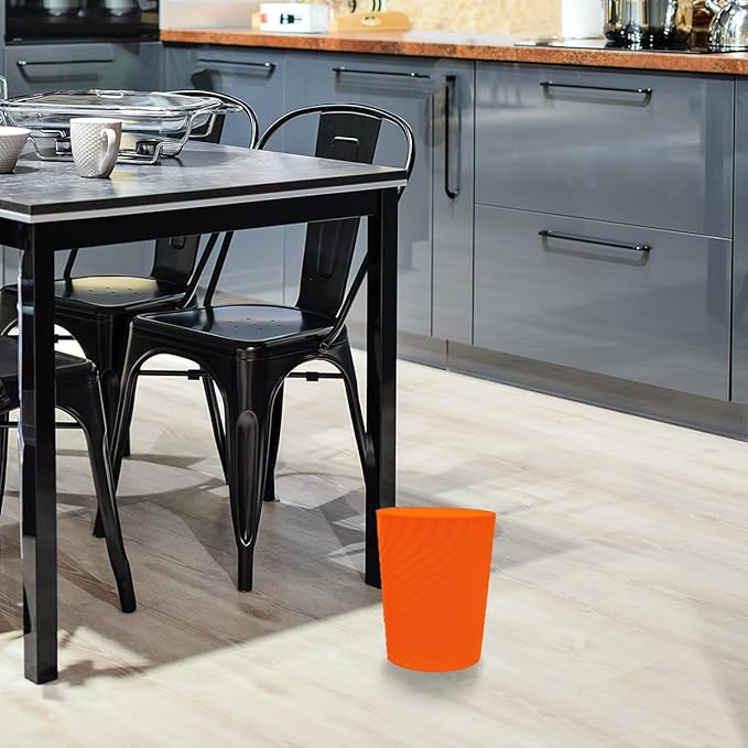 DAJITRE 1.8 Gallon Small Trash Can Wastebasket Recycling Bin Slim Profile for Compact Spaces Bathroom, Office, Bedroom, Kitchen (1.8 Gallon-2pack, Orange)