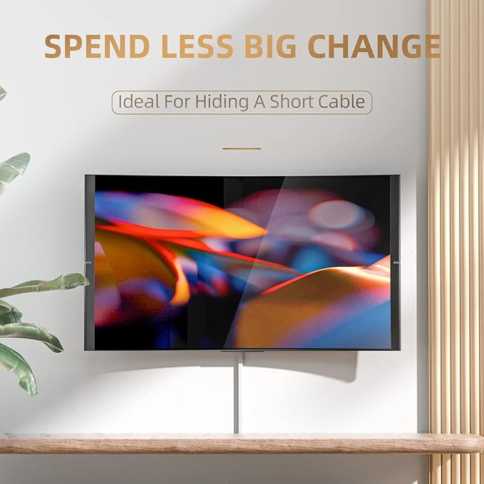 Delamu Cord Hider, 315in Cord Covers for Wires on Wall, One-Cord Cable Hider, Wire Hiders Wire Covers for TV Cords on Wall, Easy Mount Cable Cover Management Kit, 20 x L15.7 W0.59 H0.4in, White