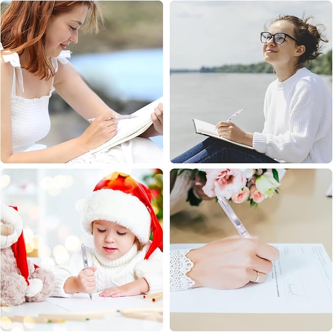 5 Count Pastel Gel Ink Pen Set,Cute Note Taking 0.5mm Fine Point Retractable 5 Count Black Ink Pens for Writing, Journaling, School, Office (Black Clear)