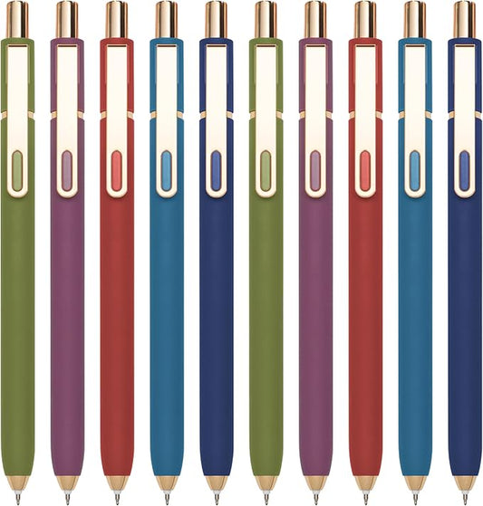 0.5mm Gel Pens Black Ink Gel Retractable Cute Pen for Smooth Writing School Office Supplies (Vintage 10-count)