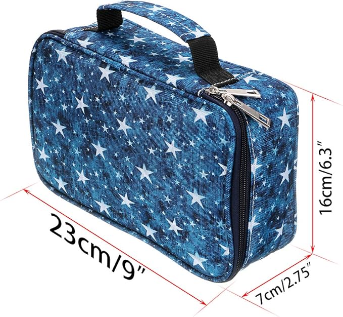 BTSKY Zipper Pens Pencil Case with Pattern-Multi-functional Stationery Pencil Pouch 36 Large Stretchy Slots for 72 Colored Pencils(Star Blue)