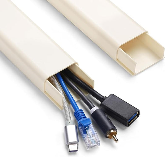 Wire Cover for Wall Mount TV, 32in(2xL16in) Wall Cord Cover, X-Large TV Cable Hider Hide Cords Wall Mounted TV, Cord Hider Wall, Wall Cable Cover Cable Raceway Beige W1.54in x H0.75in