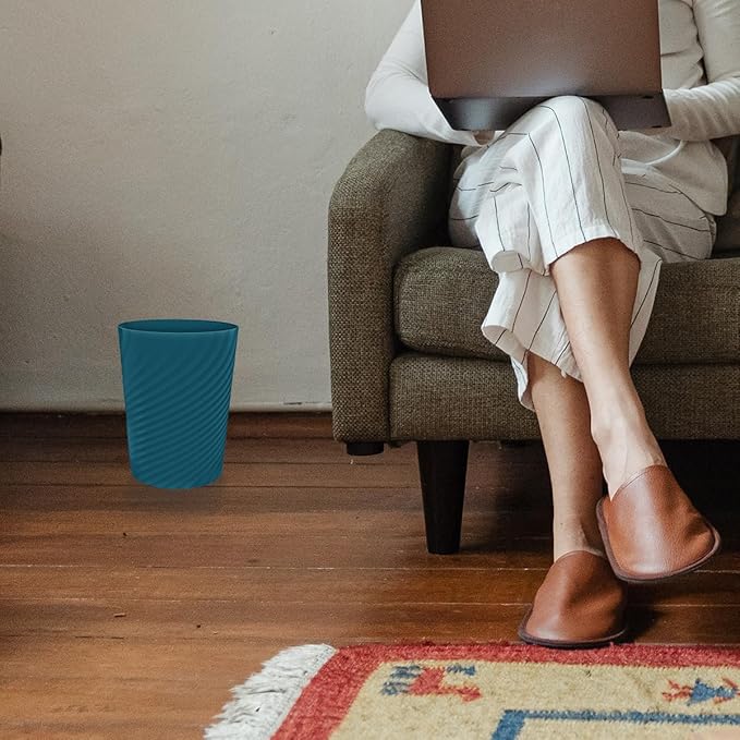 DAJITRE 1.8 Gallon Small Trash Can Wastebasket Recycling Bin Slim Profile for Compact Spaces Bathroom, Office, Bedroom, Kitchen (1.8 Gallon-2pack, Navy)