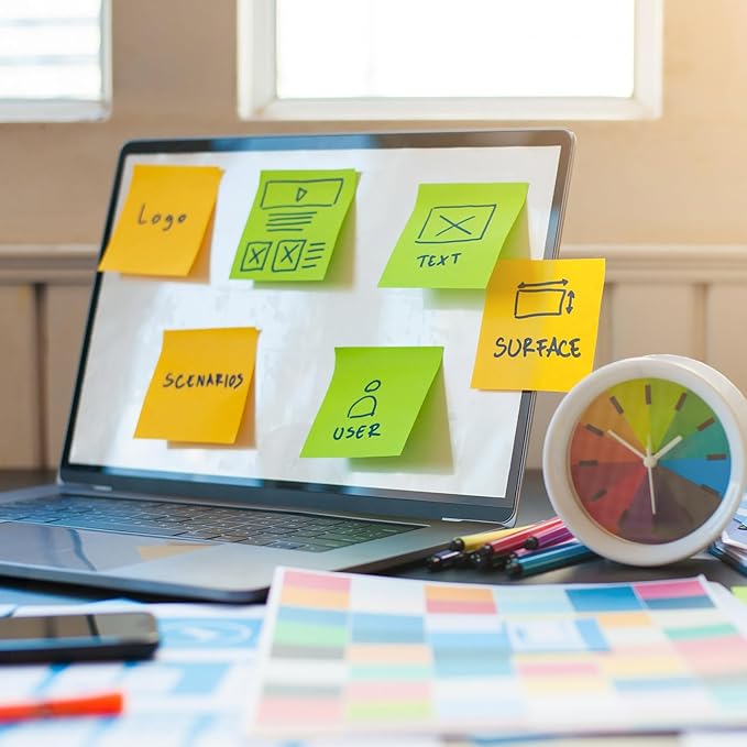 (24 Pack) Sticky Notes 3x3 inch, Self-Stick Pads Bright Colors Sticky Note for Home, Office, Notebook,50Sheets/Pad Total 1200 Sheets