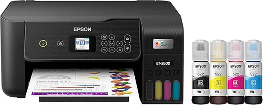 Epson EcoTank ET-2800 Wireless Color All-in-One Cartridge-Free Supertank Printer with Scan and Copy â€“ The Ideal Basic Home Printer - Black, Medium