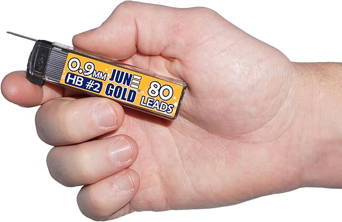 June Gold 960 Pieces, 0.9 mm HB #2 Lead Refills, 12 Dispensers, 80 Pieces Per Dispenser, Bold Thickness, Break Resistant Lead/Graphite