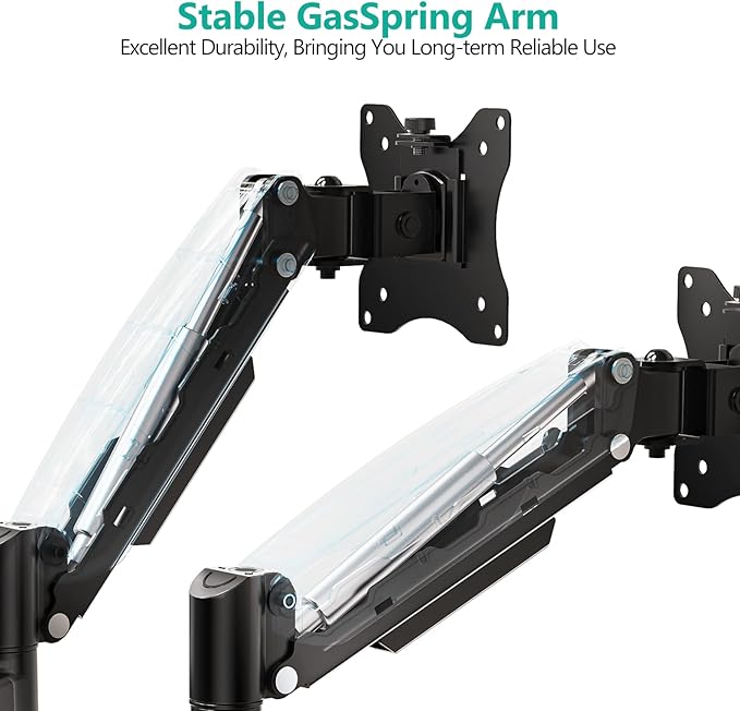 WALI Laptop Mount and Dual Monitor for Max 32" Monitor and 17" Laptop, Adjustable Spring Arm with Tilt, Swivel and Rotation, Dual Monitor and Notebook Stand with VESA 75/100mm(GSDM003LP), Black