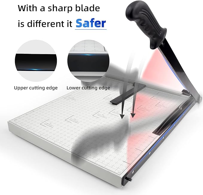 Paper Trimmer Guillotine Metal Base A3 Stack Paper Cutter Heavy Duty 18 Inch with Guard Rail Safety Blade Lock ZEQUAN, 10-Sheet Capacity, Guillotine Paper Slicer Cutter for Office Home School