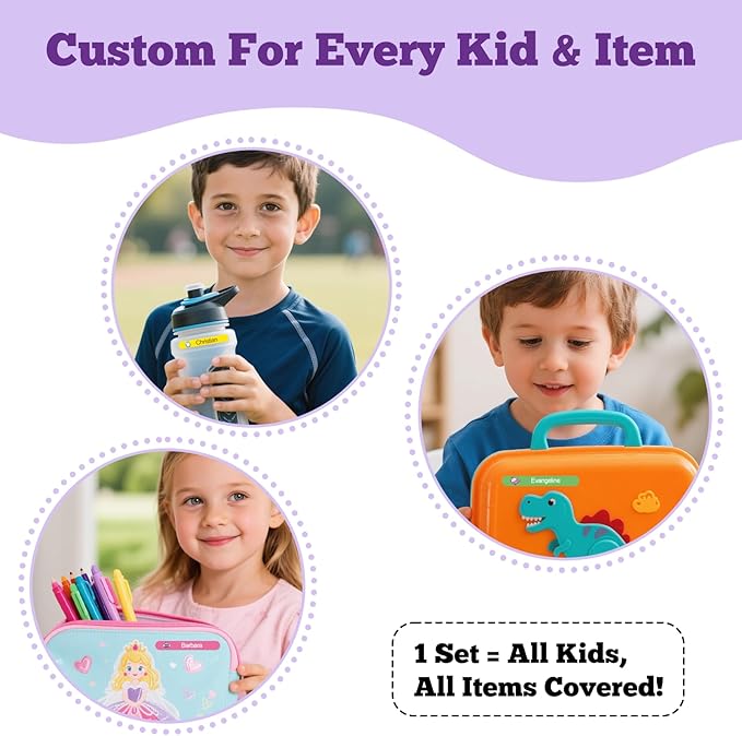Personalized Name Labels for Kids - Custom Waterproof Stickers for School, Pencils, Baby Bottles & Daycare - Mom-Approved & Made in USA, BPA-Free, Easy-Peel Stick On Labels (Blue, 480 Stickers)