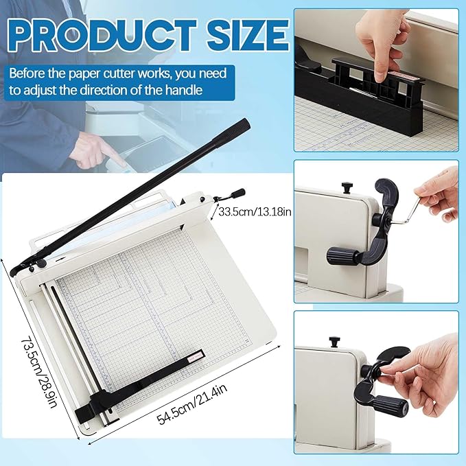 17 Inch A3 Heavy Duty Guillotine Paper Cutter 400 Sheet Capacity Guillotine Paper Cutter Stack Cards Trimmer Solid Steel with Metal Base for Cardstock Leather Office Home School (White)