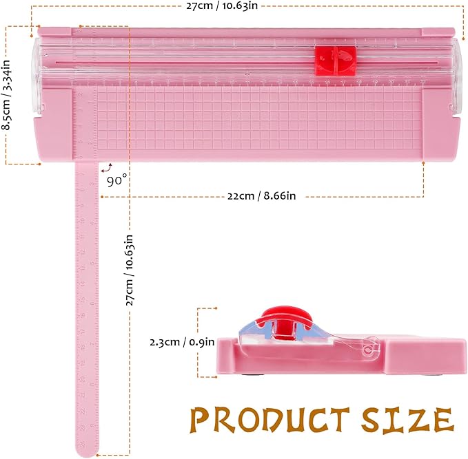Mini Paper Cutter, Straight Small Paper Trimmer with Side Ruler for Scrapbooking Craft, Paper, Coupon, Label, Cardstock