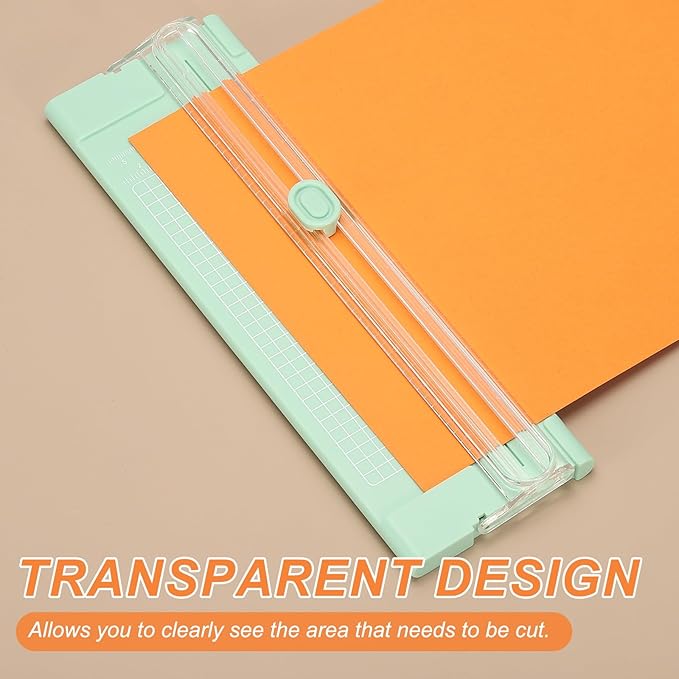 PATIKIL Paper Cutter Trimmer, A4 Straight Small Portable Paper Slide Paper Slicer with Safe-Guard for Craft Cardstock Label Card, Scrapbook Photo, Green