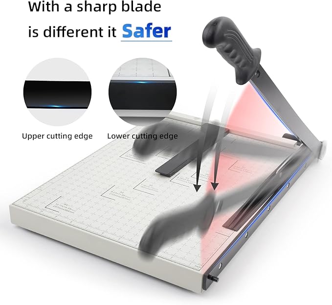 Paper Cutter B4 Stack Paper Trimmer Guillotine Heavy Duty Metal Base, 15" Cutting Length with Guard Rail Safety Blade Lock, 10-Sheet Capacity, Guillotine Paper Slicer Cutter for Office Home School