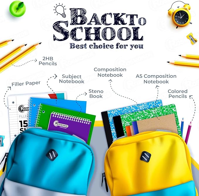 Rosmonde Graph Paper Composition Notebook, 5 Pack, 200 Pages (100 Sheets), Quad Ruled Composition Notebook, Graph Notebooks, 4x4 Grid Composition Notebook, Black Marble, Sewn Hard Cover, 9-3/4 x 7-1/2