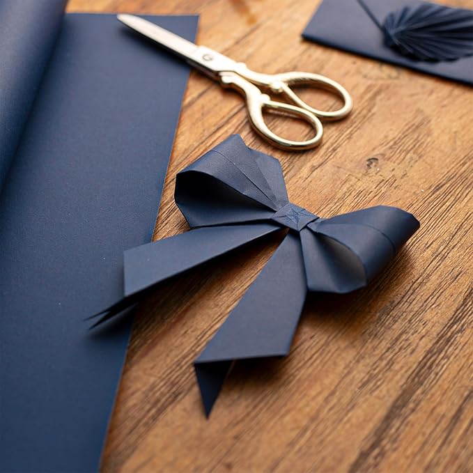 Yarcony Navy Blue Kraft Paper Roll - 17Inch x 33 Feet - Navy Christmas Wrapping Paper, Solid Color Matte Blue Thick Craft Paper for Birthday, Bulletin Board, Kids Wall Art, Table Runner, Butcher