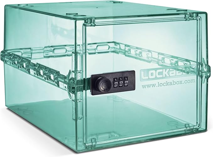 Lockabox One™ | Premium Medicine Lock Box | Medium Medication Lock Box With Code For Medicines, Vitamins & Supplements | External Size 12 x 8 x 6.6 inches (Light Medi Green)