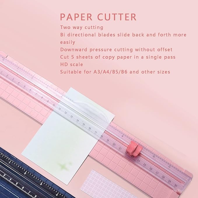 Paper Cutter, Portable Straight Edge Cutter Paper Trimmer with Side Ruler Scrapbooking Trimmer for Scrapbooking Craft, Photos, Label, Cardstock
