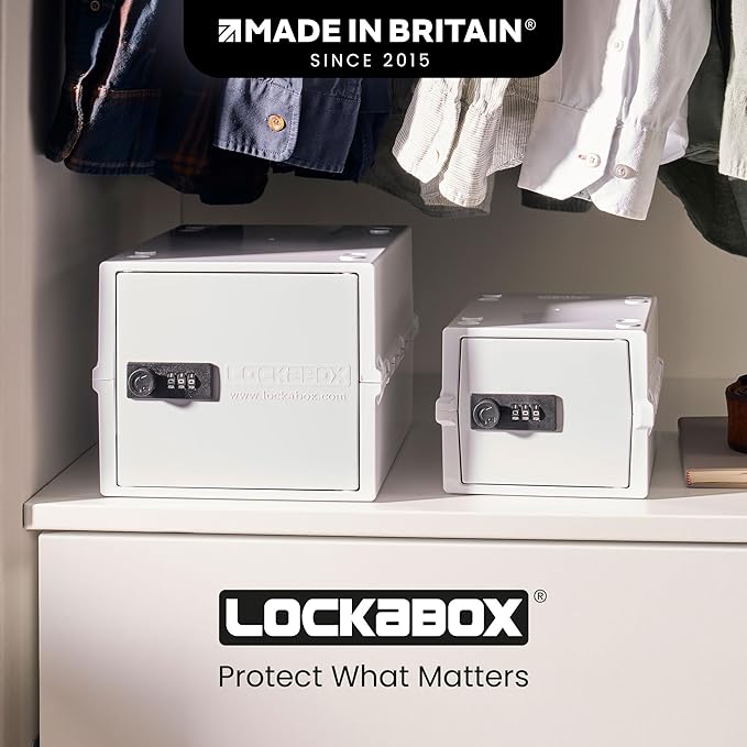 Lockabox Mini™ | Small Lock Box with Combination Lock (Half Letter Sized) | Mini Lockable Box for Small Medicines, Snacks & Mobile Phones | External Size 8.8 x 6.1 x 4.7 Inches (Opal White)