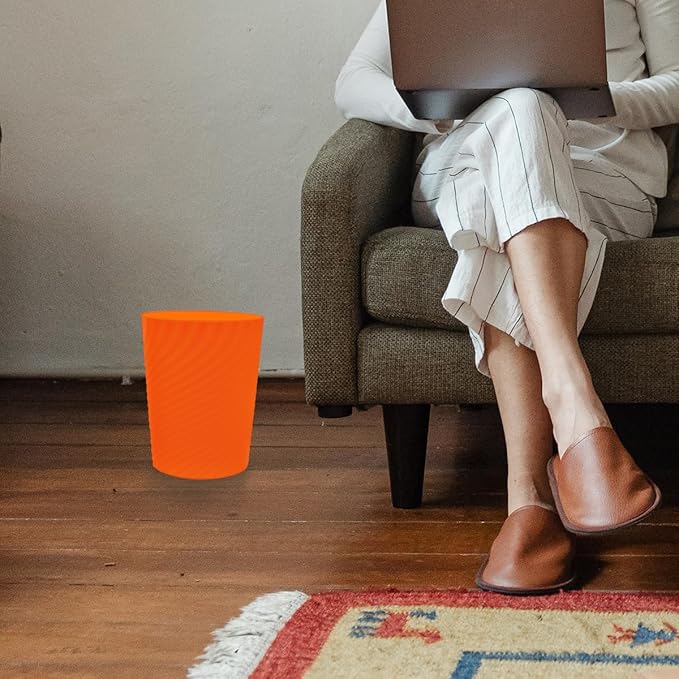 DAJITRE 1.8 Gallon Small Trash Can Wastebasket Recycling Bin Slim Profile for Compact Spaces Bathroom, Office, Bedroom, Kitchen (1.8 Gallon, Orange)