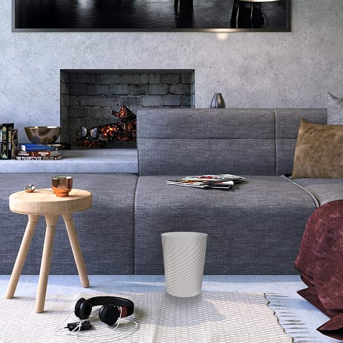 DAJITRE 1.8 Gallon Small Trash Can Wastebasket Recycling Bin Slim Profile for Compact Spaces Bathroom, Office, Bedroom, Kitchen (1.8 Gallon-2pack, Grey) ()