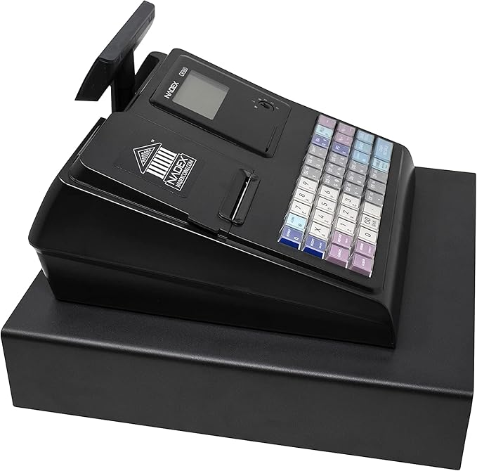 Nadex CR360 Cash Register, 4700 Lookups 50 Dept 50 Clerks, Quick Load Thermal Printer, Compact Size, Cash and Coin Drawer, Black