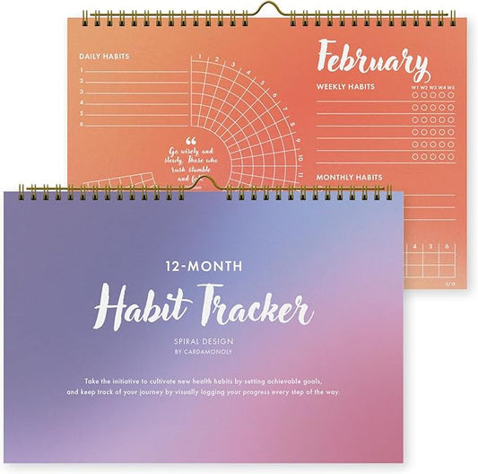 12-Month Habit Tracker Calendar – Gradient Spiral Wall Planner for Goals, Productivity & Self-Care, Daily/Weekly/Monthly Tracking, Wire-O Hanger, Thick 200 gsm Paper, Aesthetic Organizer