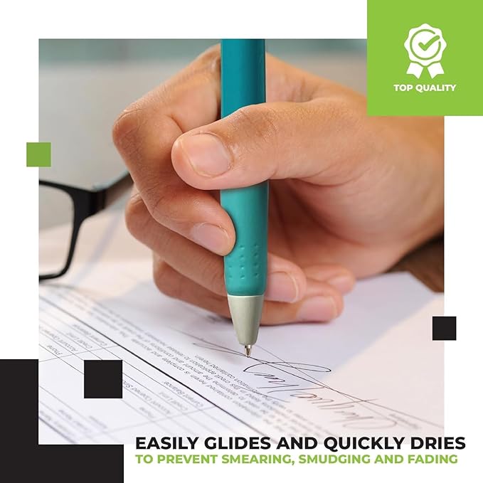 Simply Genius 100-Piece Retractable Ballpoint Pen Set - Bulk Pens for School & Office Supply - Black Ink Writing Instruments - Retractable Design with Ergonomic Grip - Pack of 100, Blue, 1.0 mm