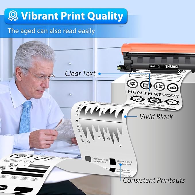 ZIPRINT TN830XL Toner 4 Pack(with chip) Compatible Replacement for Brother tn830 tn 830xl tn830/xl/v tn 830 Toner for HL-L2460DW HL-L2405W DCP-L2640DW MFC-L2820DW MFC-L2900DW HL-L2480DW Printer