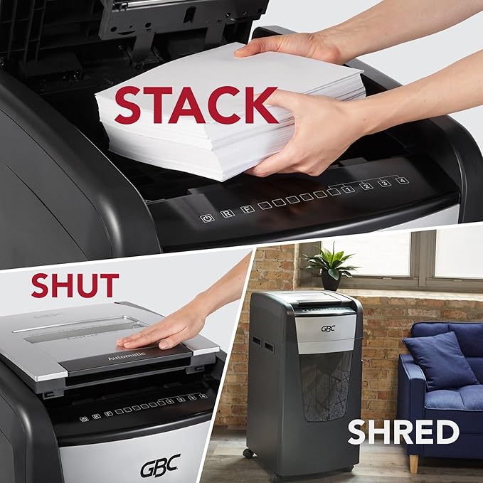 GBC Paper Shredder, Auto Feed+, 230 Sheet Capacity, Super Cross-Cut, Small Office Shredder, 230X (WSM1757606)