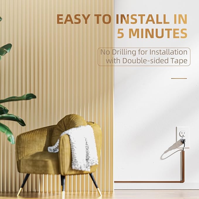 Delamu Cord Hider, 85in Cord Covers for Wires on Wall, One-Cord Cable Hider, Self-Adhesive Wire Hiders Wire Covers for TV Cords on Wall, Paintable Cable Cover Management Kit, W0.59 H0.4in, Brown