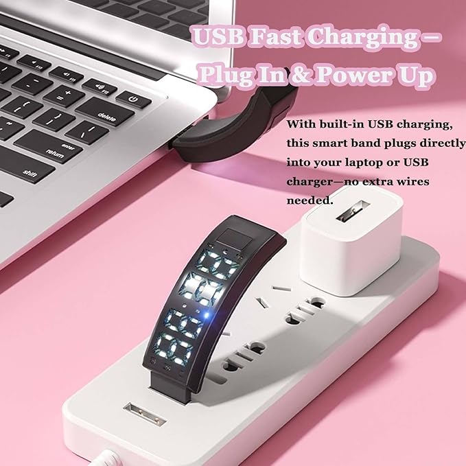 Fitsleeps Alarm Clock Watches Vibrating Alarm Wristband 40-Day Battery Life Silent Wrist Shock Bands for Deepsleepers Elderly (Black)