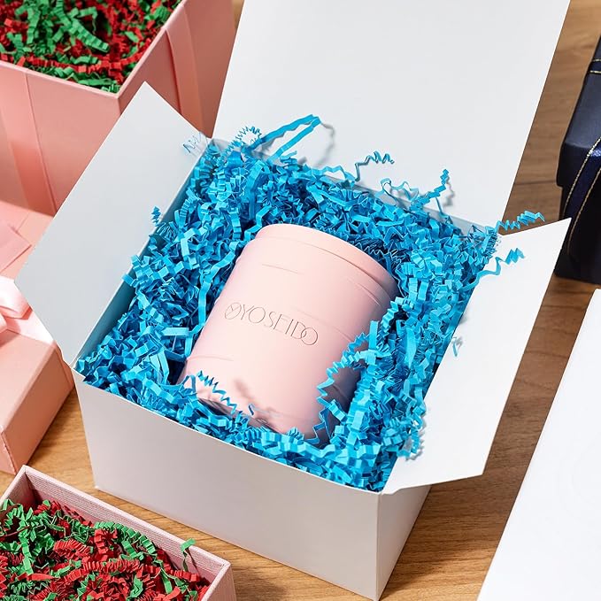 Mefleet 2 LB Crinkle Cut Paper Shred Filler Blue Crinkle Shredded Paper for Gift Box - Gift Basket Bag Filler - Grass Cushion Stuffing for Christmas Holiday Packaging Wrapping