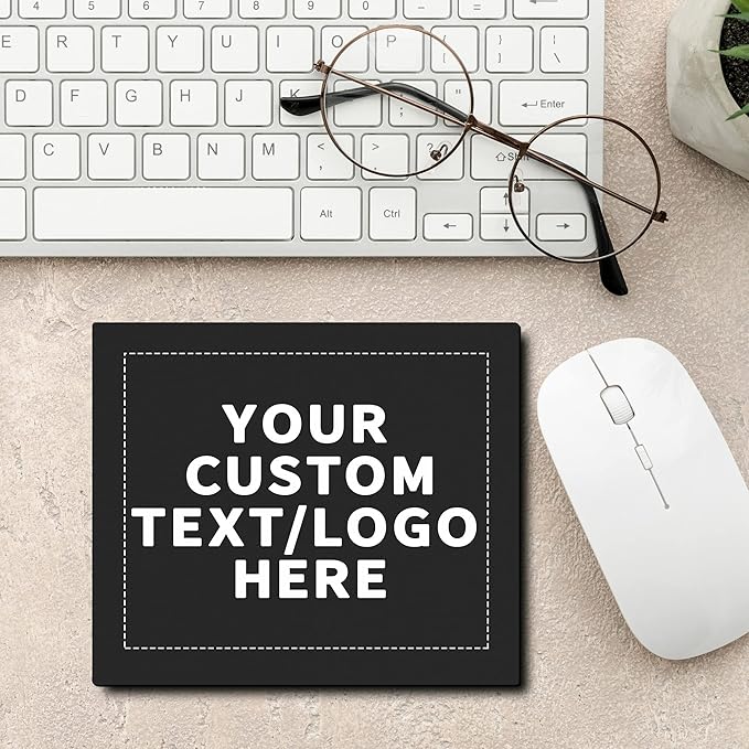 Custom Rectangle Mousepads Set of 100, Personalized Bulk Pack - Great Gift for Employees, Clients, and for Tradeshows - Black