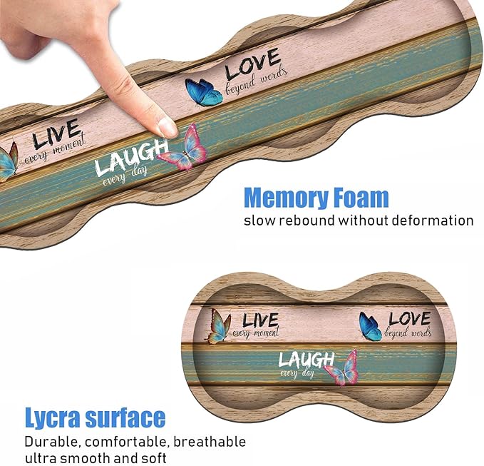 Ergonomic Keyboard Wrist Rest and Mouse Pad Wrist Rest Set with Coasters [4Pcs], Non-Slip Rubber Base for Home Office Working Studying Easy Typing & Pain Relief, Inspirational Quote Live Laugh Love