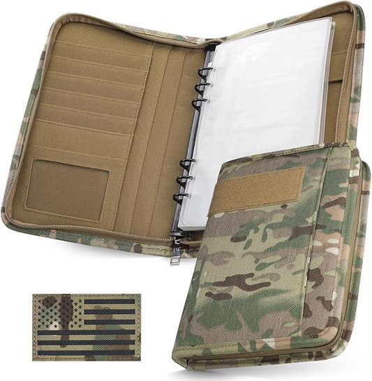 WYNEX Tactical Notebook Padfolio Ring Binder - Refillable 6-Ring A5 Binder, Zip Hardcover Notebook with 80 Pages, Water-Resistant Notebook Cover for Planners, College, Office, Field, Gift