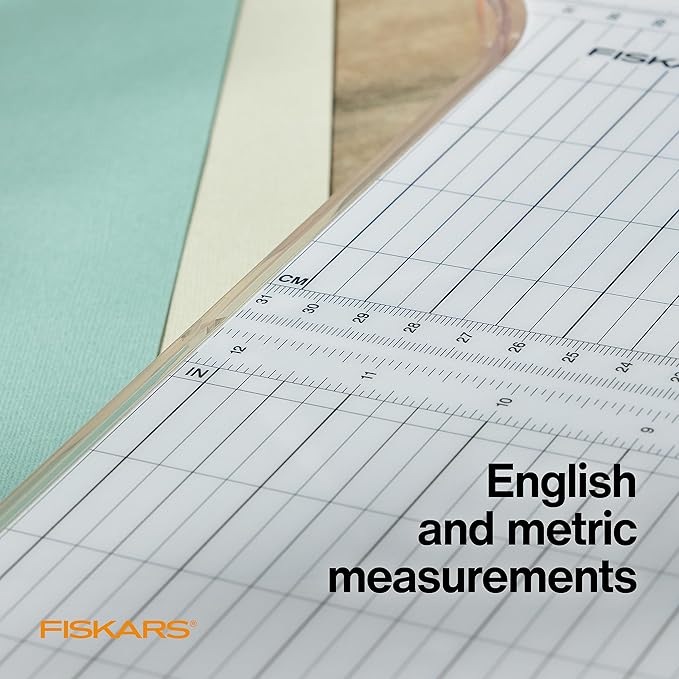 Fiskars ProCision Rotary Bypass Paper Trimmer - 12" Cut Length - Craft Paper and Mixed Media Cutter with Grid Lines - Orange