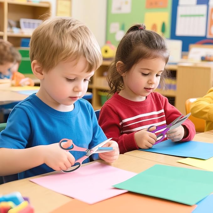 Scissors, Rkqoa 8" Scissors All Purpose 6 Pack - Comfort-Grip Sharp Scissor for Office School Adult Art Sewing Fabric Craft Supplies, Teacher/Classroom Everyday Use, Right/Left Handle