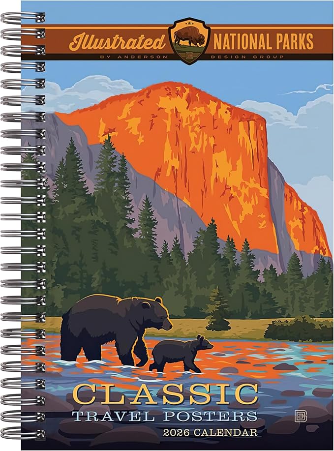 Illustrated National Parks 2026 Weekly & Monthly Planner, 16-Month Engagement Calendar with Vintage Travel Poster Art, Scenic National Park Illustrations, September 2025 – December 2026, 6" x 9"