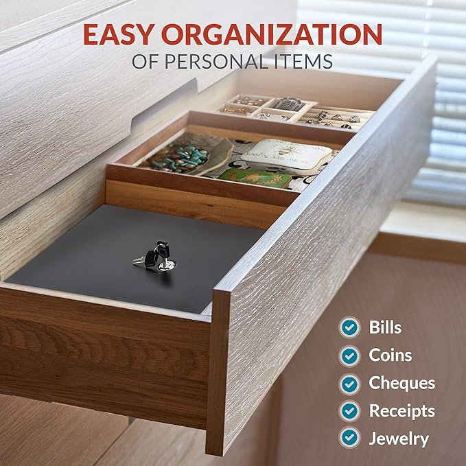 Volcora Cash Drawer Tray with Locking Cover - 11.7 x 10.3 x 2.3 Inch Metal Cash Lock Box with Lid - 4 Bill/5 Coin Money Organizer for Volocara 13" Fully-Removable Cash Drawers - For Business Use