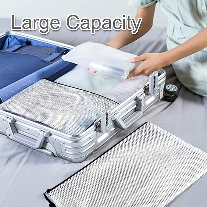 20 Pack Mesh Zipper Pouch Bags with Label Pocket, 13 x 9.37 in Black Plastic Zip File Folders Letter Size A4 Document Organizer, Waterproof Pencil Case for Travel Storage School Office Supplies