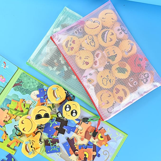 AUSTARK 20 Pcs Zipper File Bags, Plastic Mesh Pouch, Board Game Storage Bag, Waterproof Bags for Office School (B5 Size 11.4''x8.2'', Multicolored)